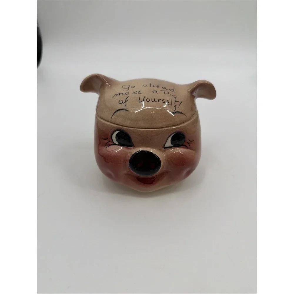 Vintage Deforest of California Cookie/Candy Jar Go Ahead Make A Pig Of Yourself